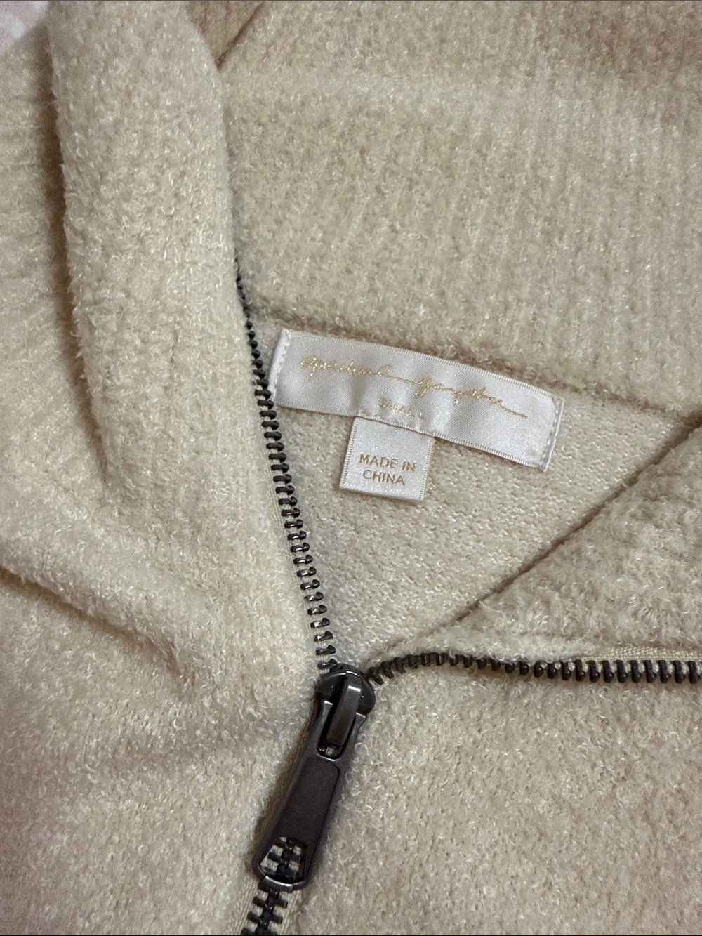 Spiritual Gangster Cream Full Zip Sweater NWT Super Soft Orig $128 Sz Small - Picture 3 of 3